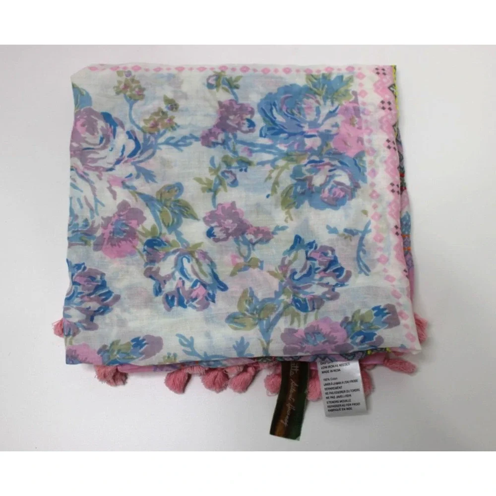 Aratta Silent Journey Scarf Floral Embroidered Tassel 40